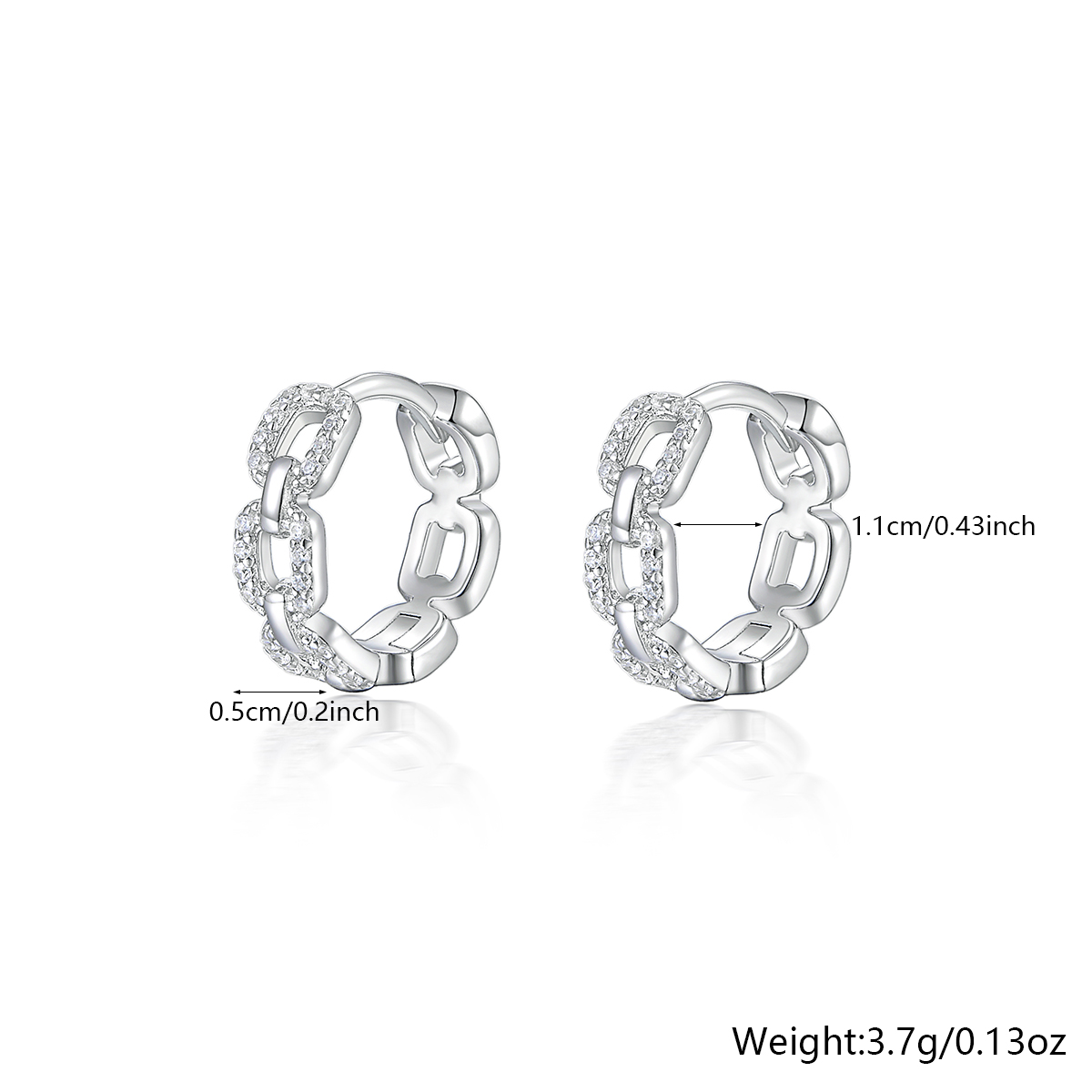1 Pair Elegant Glam Simple Style Round Chain Plating Inlay Sterling Silver Zircon Earrings display picture 2
