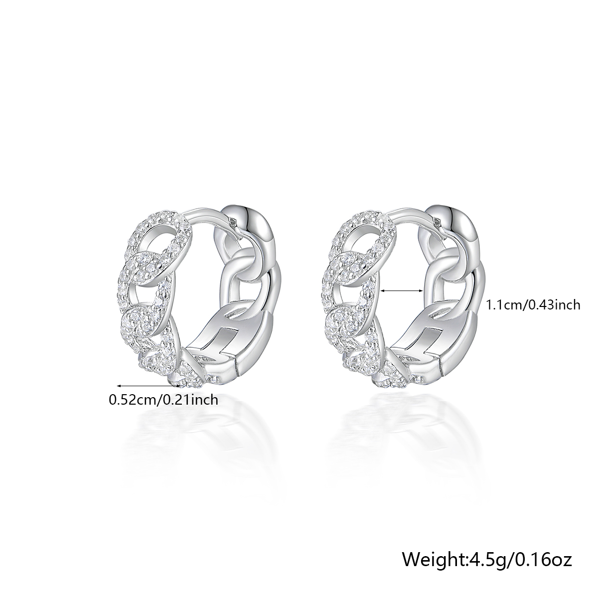 1 Pair Elegant Glam Simple Style Round Chain Plating Inlay Sterling Silver Zircon Earrings display picture 1