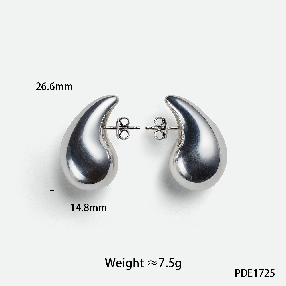 1 Pair Simple Style Water Droplets Plating 304 Stainless Steel 16K Gold Plated White Gold Plated Gold Plated Ear Studs display picture 4