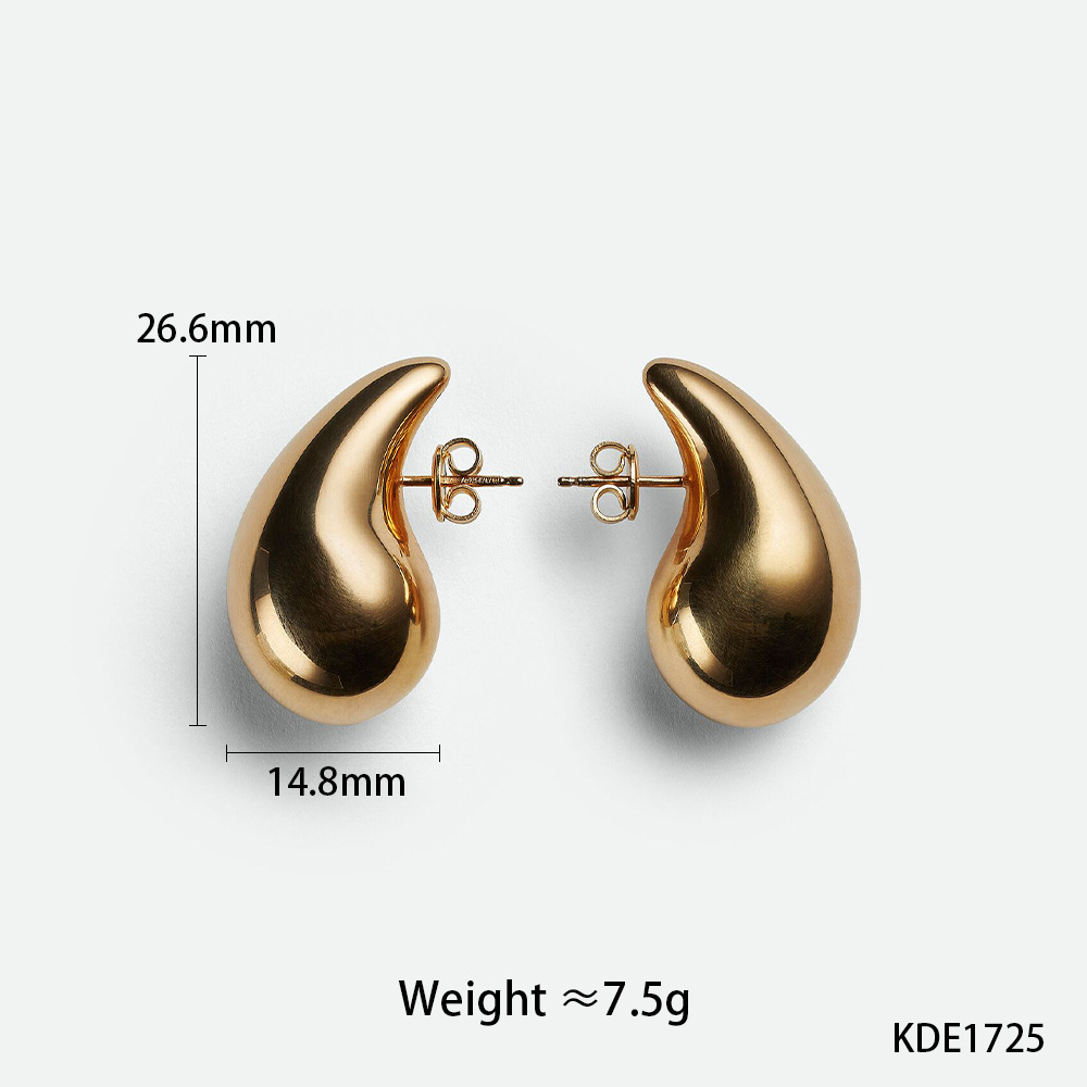 1 Pair Simple Style Water Droplets Plating 304 Stainless Steel 16K Gold Plated White Gold Plated Gold Plated Ear Studs display picture 5
