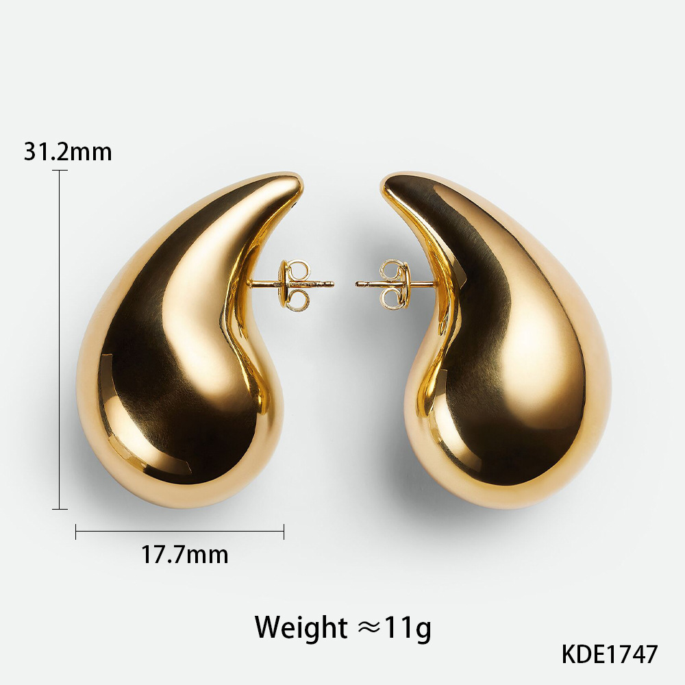 1 Pair Simple Style Water Droplets Plating 304 Stainless Steel 16K Gold Plated White Gold Plated Gold Plated Ear Studs display picture 7