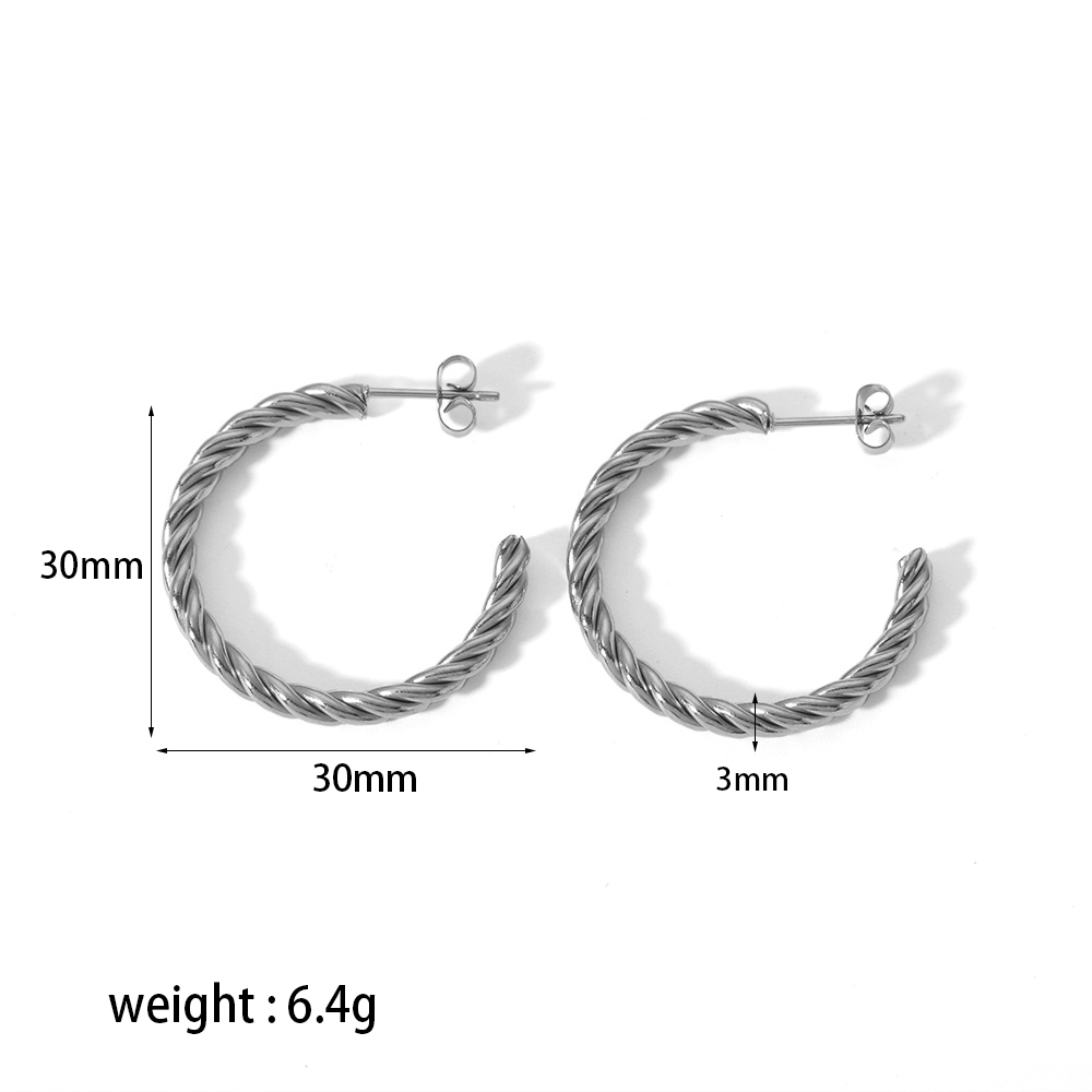 1 Pair Simple Style Circle Plating 304 Stainless Steel Hoop Earrings display picture 5