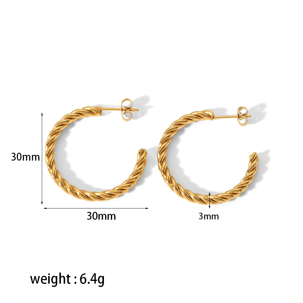 1 Pair Simple Style Circle Plating 304 Stainless Steel Hoop Earrings display picture 4