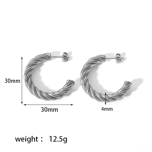 1 Pair Simple Style Circle Plating 304 Stainless Steel Hoop Earrings display picture 7