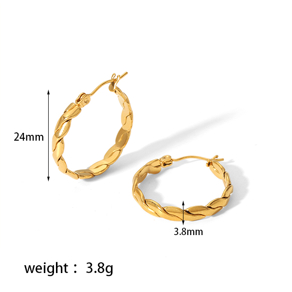 1 Pair Simple Style Circle Plating 304 Stainless Steel Hoop Earrings display picture 10