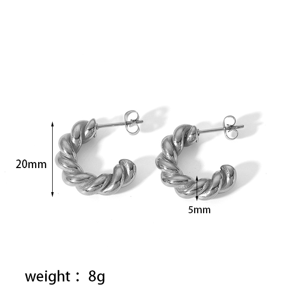 1 Pair Simple Style Circle Plating 304 Stainless Steel Hoop Earrings display picture 13