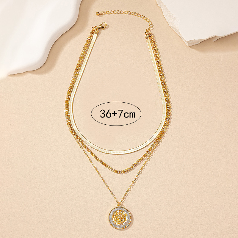 Retro Round Alloy Plating 14k Gold Plated Women's Three Layer Necklace display picture 9