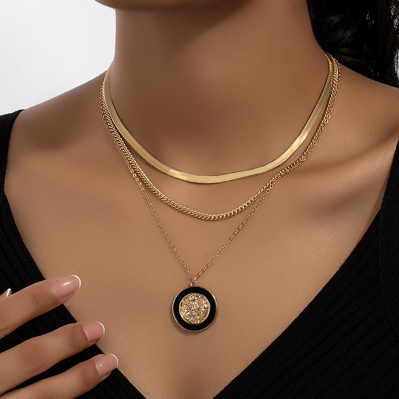 Retro Round Alloy Plating 14k Gold Plated Women's Three Layer Necklace display picture 2