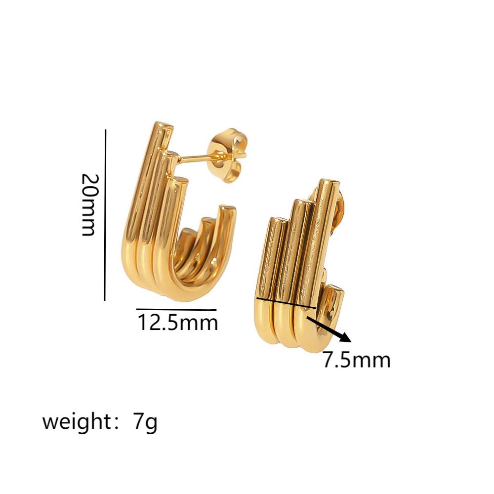 1 Pair Simple Style U Shape Plating 304 Stainless Steel 18K Gold Plated Ear Studs display picture 5