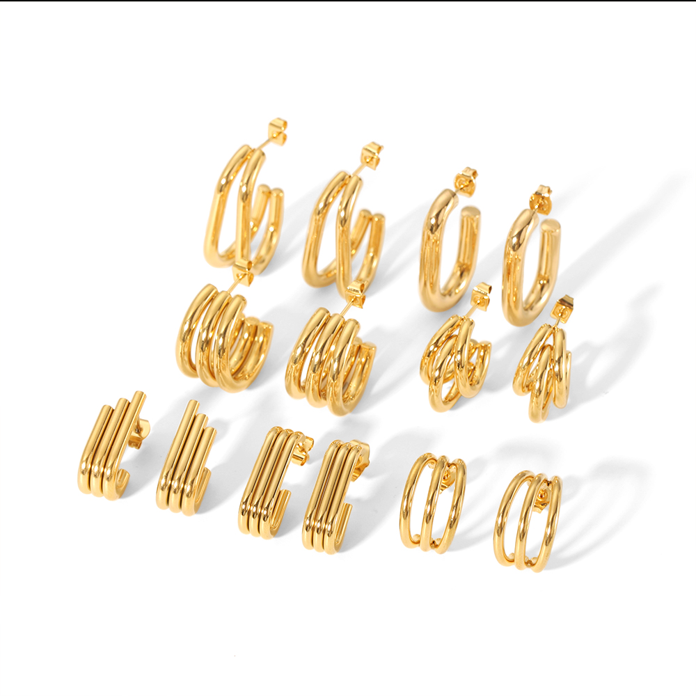 1 Pair Simple Style U Shape Plating 304 Stainless Steel 18K Gold Plated Ear Studs display picture 2