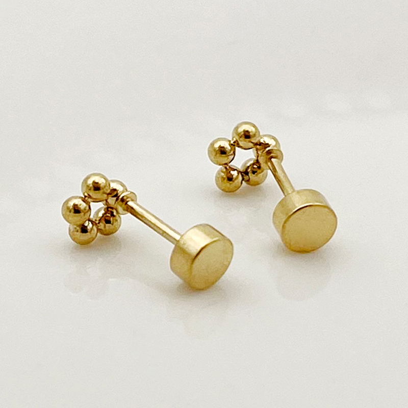 1 Pair Casual Simple Style Flower Polishing Plating 304 Stainless Steel 14K Gold Plated Ear Studs display picture 2