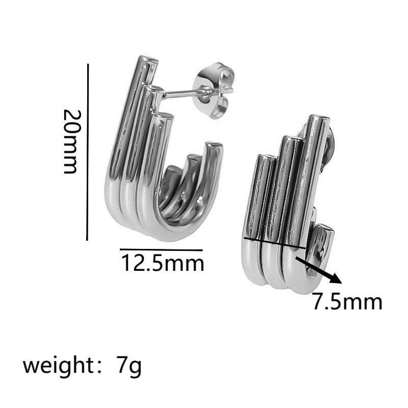 1 Pair Simple Style U Shape Plating 304 Stainless Steel 18K Gold Plated Ear Studs display picture 6