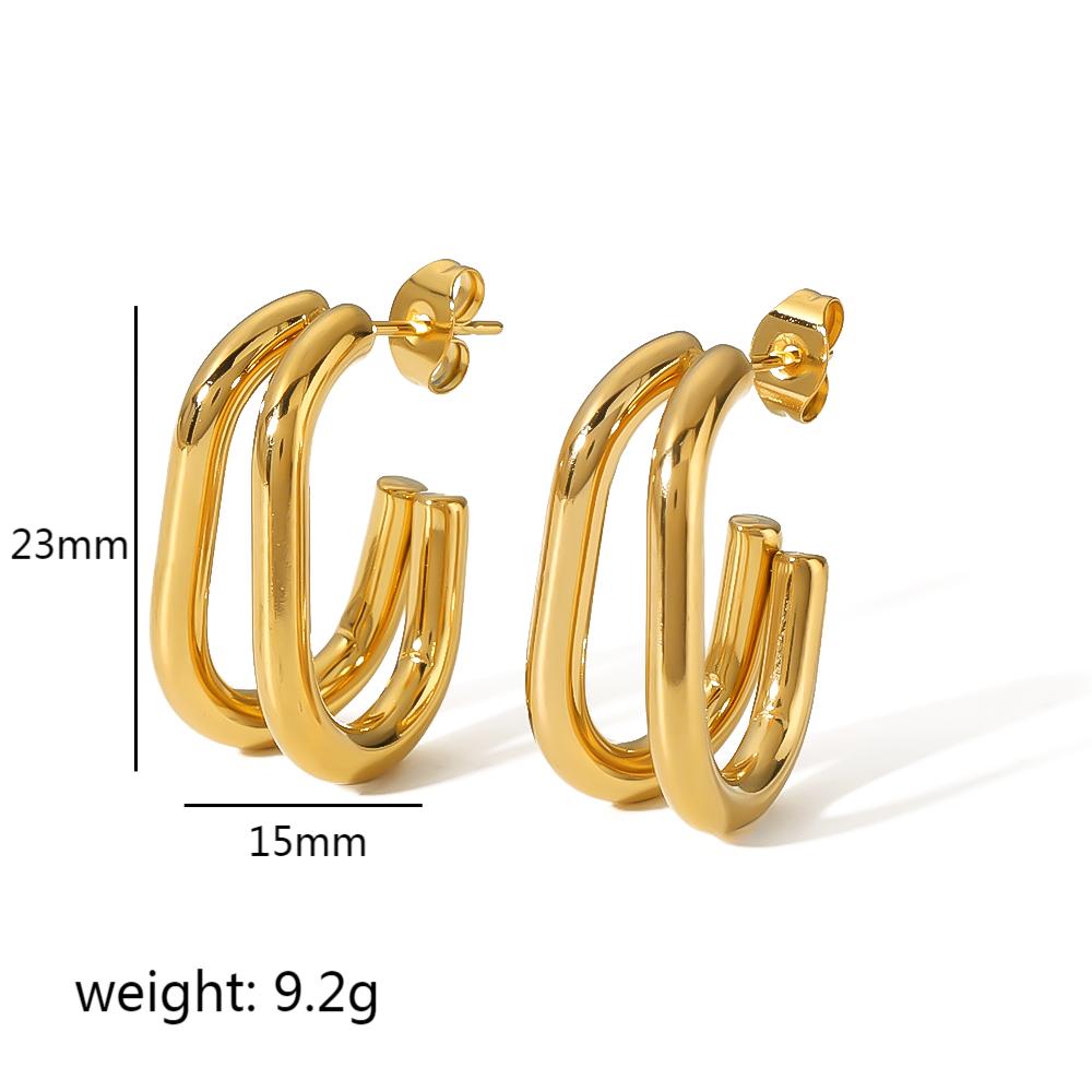1 Pair Simple Style U Shape Plating 304 Stainless Steel 18K Gold Plated Ear Studs display picture 7