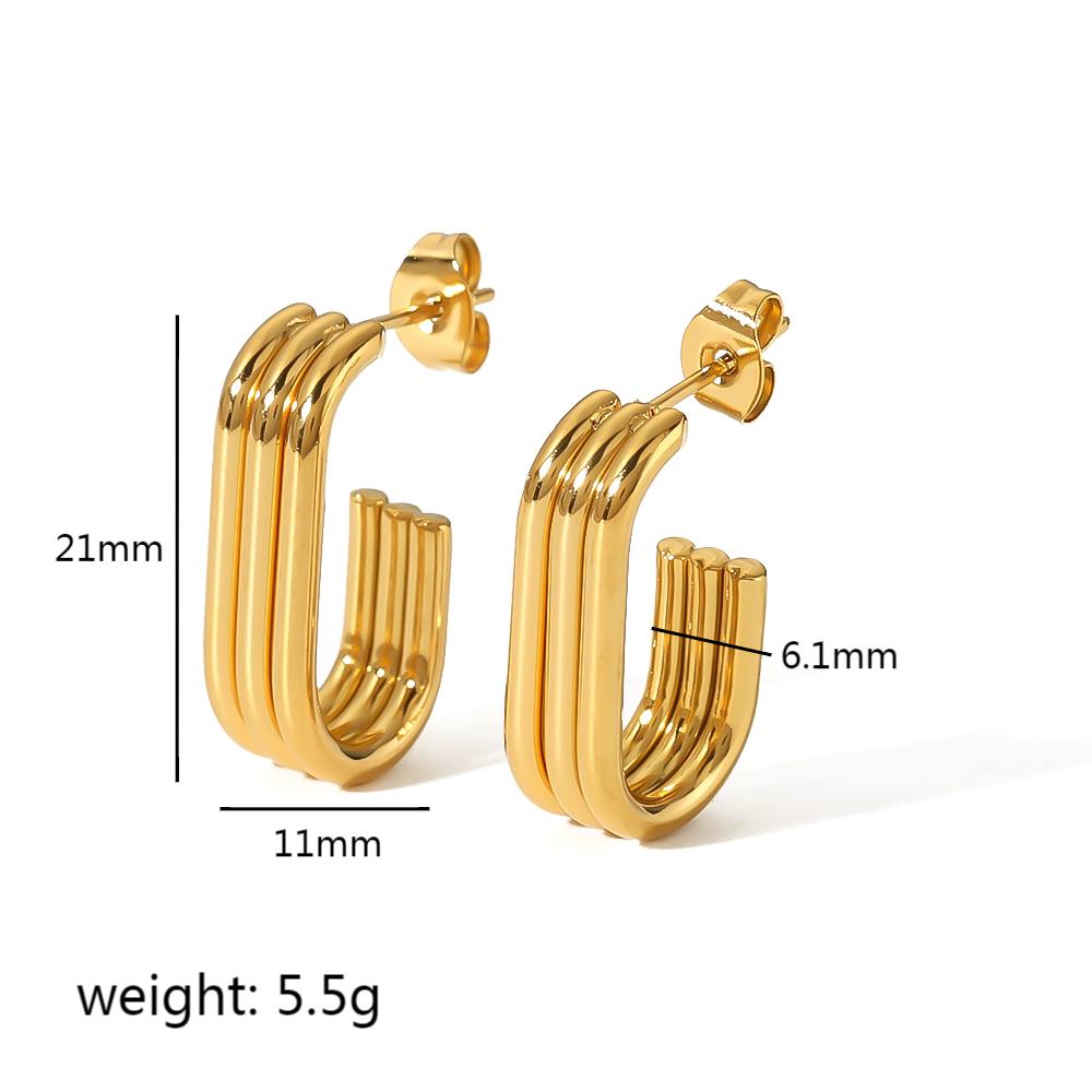 1 Pair Simple Style U Shape Plating 304 Stainless Steel 18K Gold Plated Ear Studs display picture 8