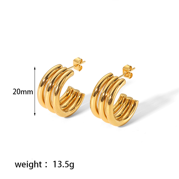 1 Pair Simple Style U Shape Plating 304 Stainless Steel 18K Gold Plated Ear Studs display picture 9