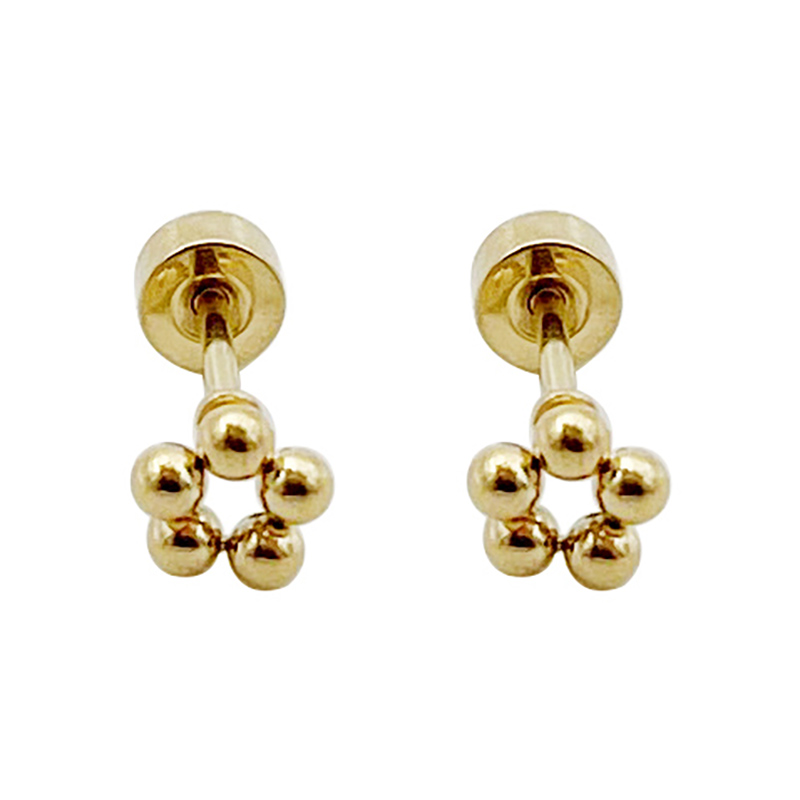 1 Pair Casual Simple Style Flower Polishing Plating 304 Stainless Steel 14K Gold Plated Ear Studs display picture 4