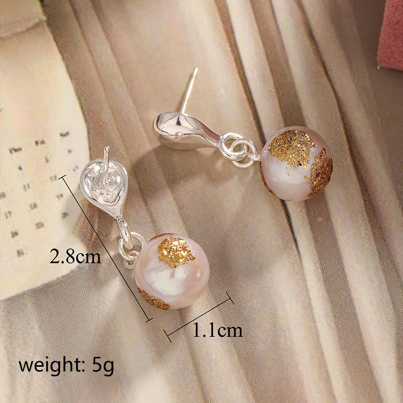 1 Pair Simple Style Round Plating Freshwater Pearl 18k Gold Plated Drop Earrings display picture 9