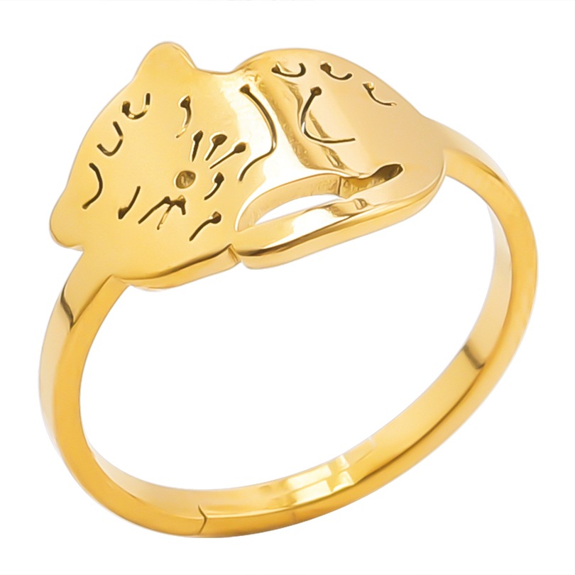 Commute Cat Stainless Steel Plating Gold Plated Rings display picture 7
