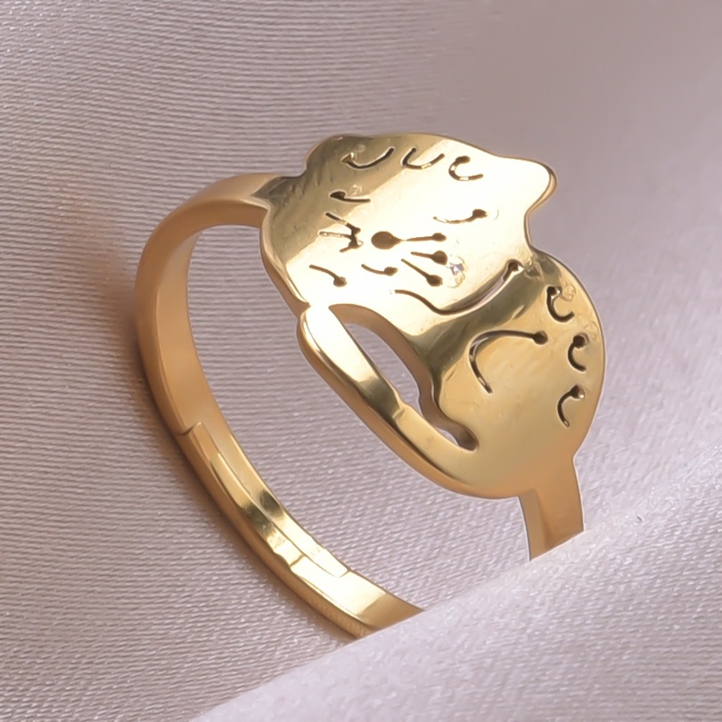 Commute Cat Stainless Steel Plating Gold Plated Rings display picture 9