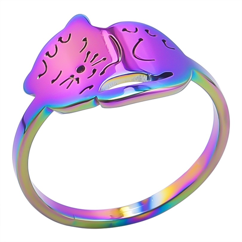 Commute Cat Stainless Steel Plating Gold Plated Rings display picture 10
