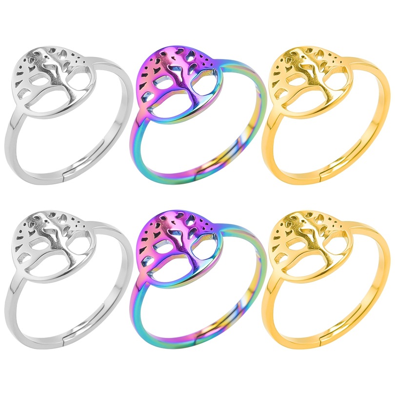 Commute Tree Stainless Steel Plating Gold Plated Rings display picture 1