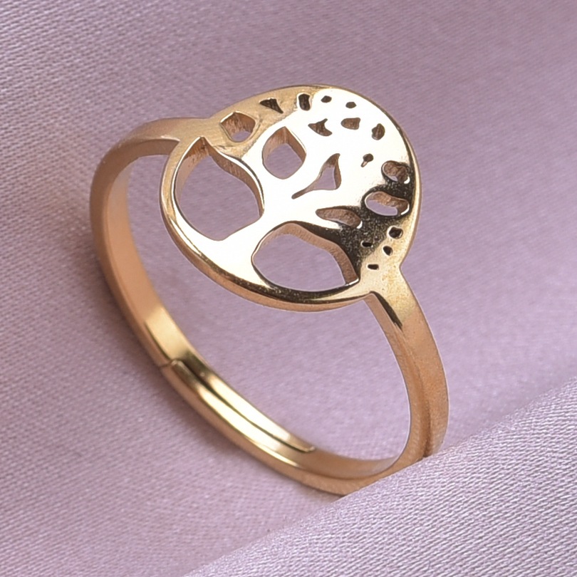 Commute Tree Stainless Steel Plating Gold Plated Rings display picture 9