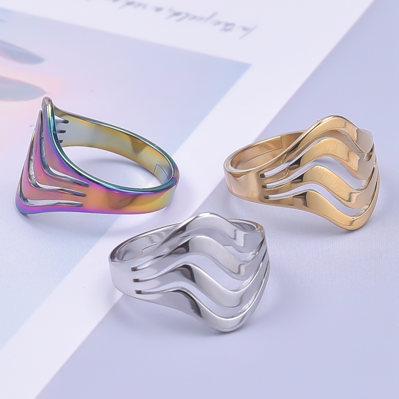 Commute Solid Color Stainless Steel Plating Gold Plated Rings display picture 3