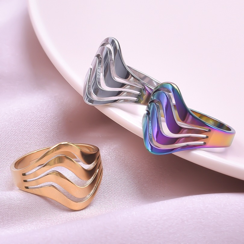 Commute Solid Color Stainless Steel Plating Gold Plated Rings display picture 6