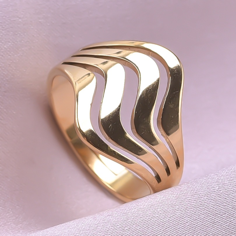 Commute Solid Color Stainless Steel Plating Gold Plated Rings display picture 9
