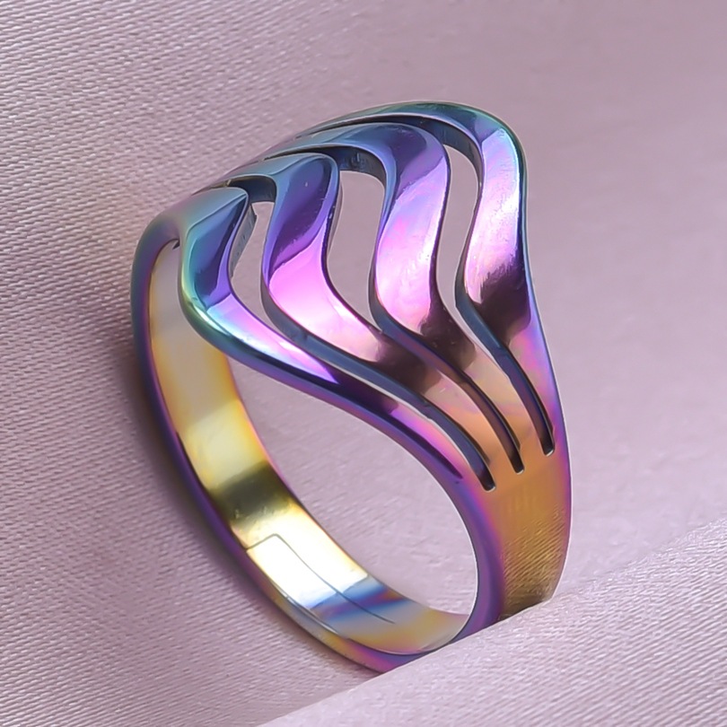 Commute Solid Color Stainless Steel Plating Gold Plated Rings display picture 12