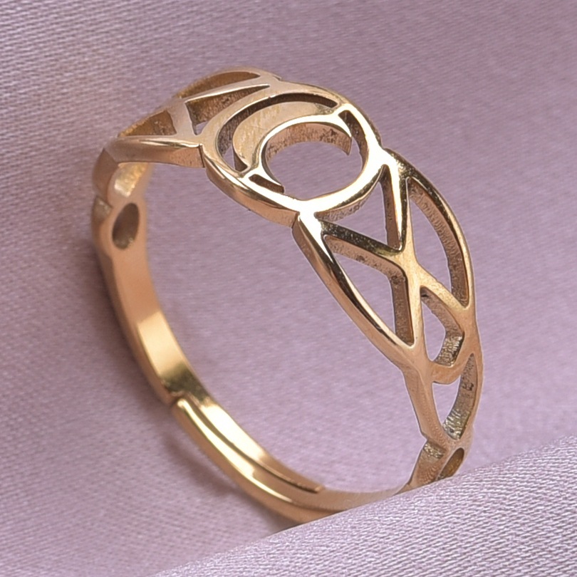 Commute Moon Stainless Steel Plating Gold Plated Rings display picture 9