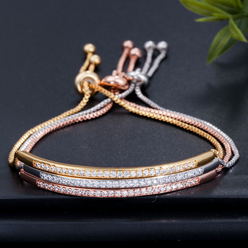 Classic Style Korean Style Geometric Copper Plating Inlay Zircon 14k Gold Plated White Gold Plated Rhodium Plated Bracelets display picture 6