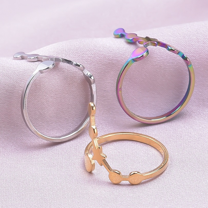 Retro Constellation Stainless Steel Polishing Open Rings display picture 2
