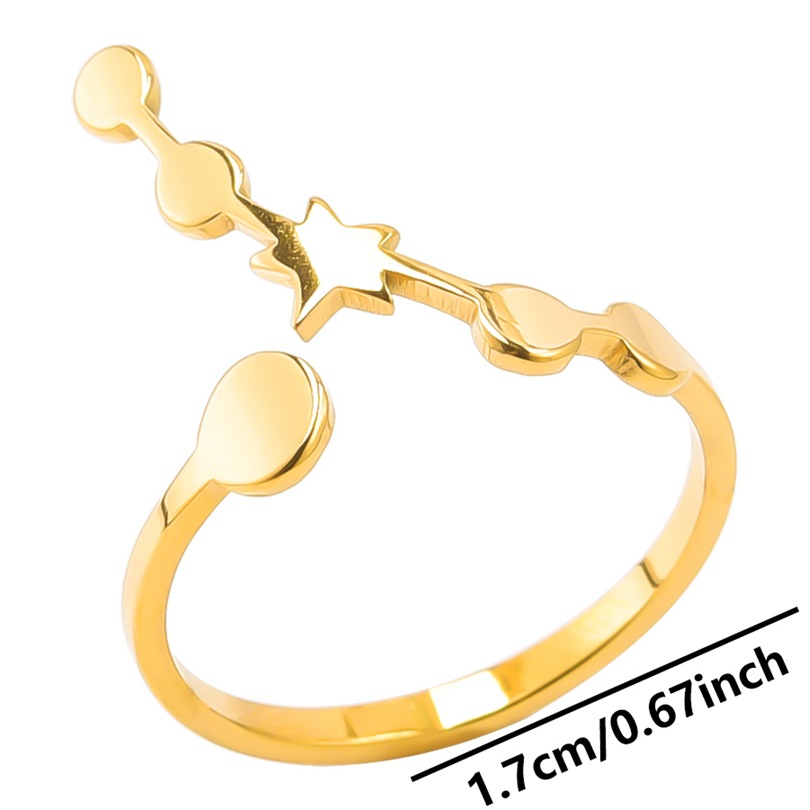 Retro Constellation Stainless Steel Polishing Open Rings display picture 4