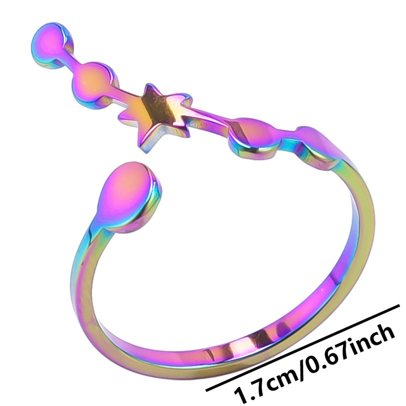 Retro Constellation Stainless Steel Polishing Open Rings display picture 6