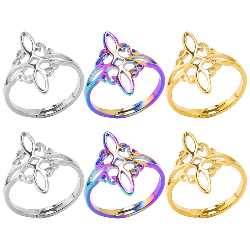 Wholesale Simple Style Witches Knot Stainless Steel Polishing Rings display picture 1