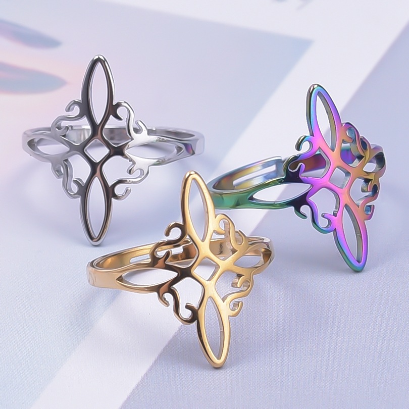 Wholesale Simple Style Witches Knot Stainless Steel Polishing Rings display picture 3