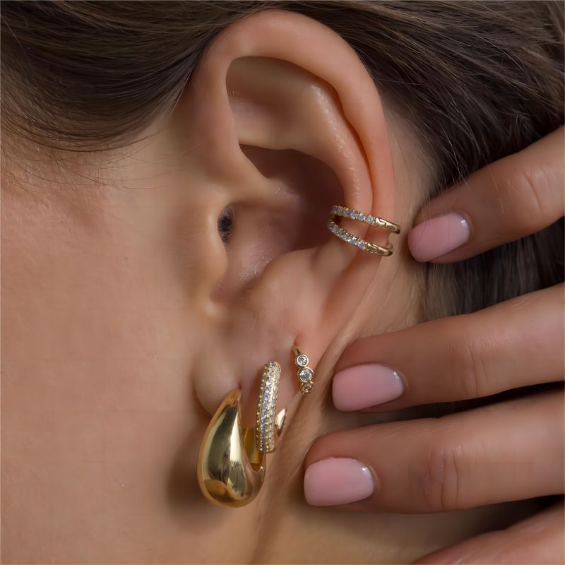 1 Pair Simple Style U Shape Plating Inlay 304 Stainless Steel Zircon Ear Studs display picture 4