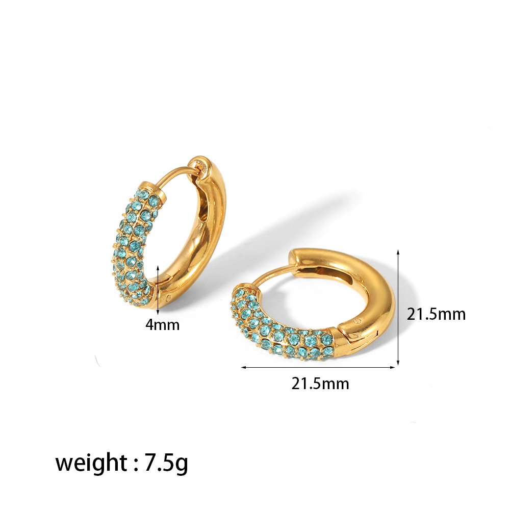 1 Pair Simple Style U Shape Plating Inlay 304 Stainless Steel Zircon Ear Studs display picture 5