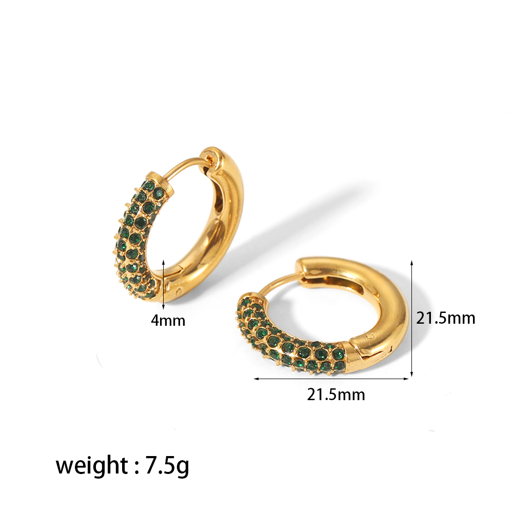1 Pair Simple Style U Shape Plating Inlay 304 Stainless Steel Zircon Ear Studs display picture 6