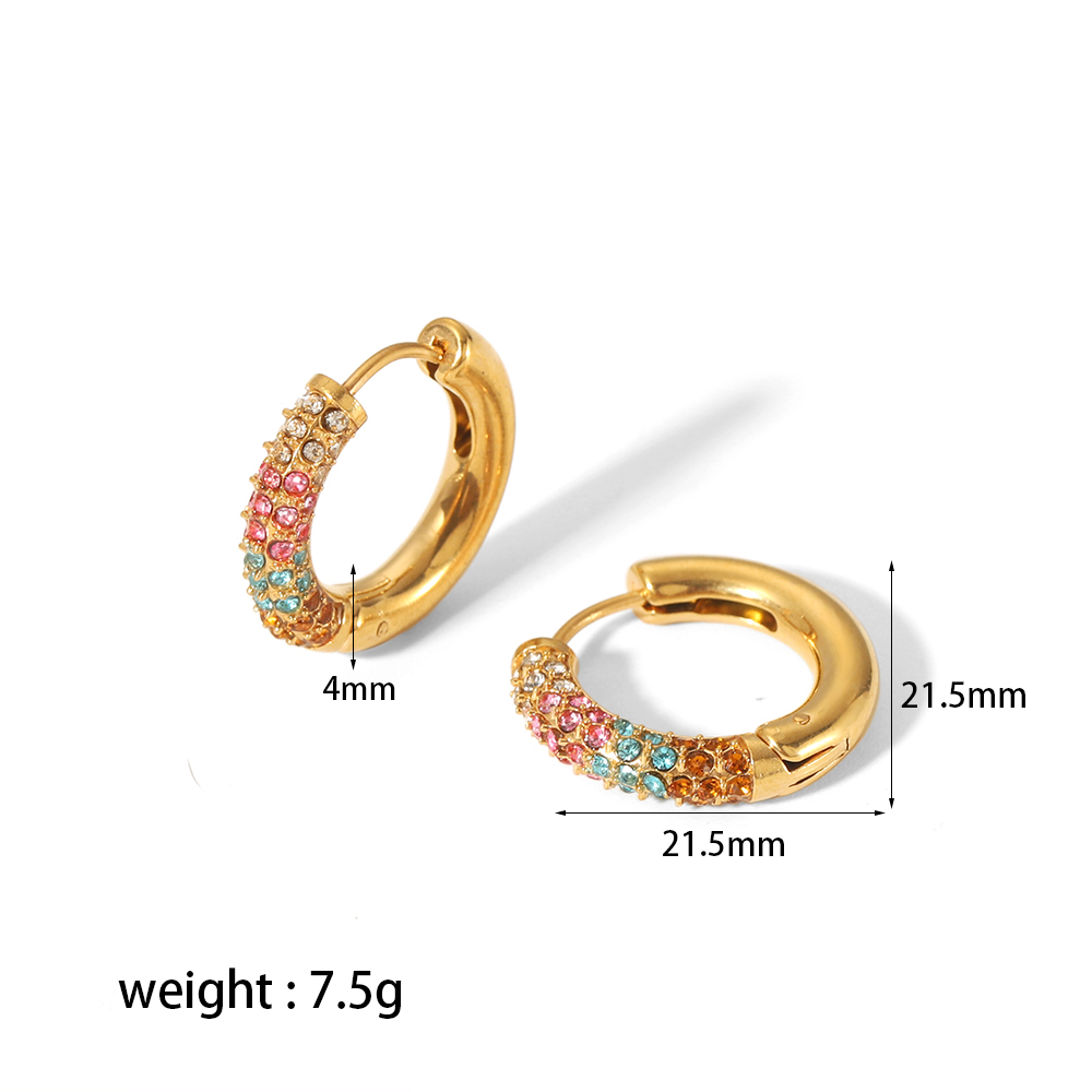 1 Pair Simple Style U Shape Plating Inlay 304 Stainless Steel Zircon Ear Studs display picture 7
