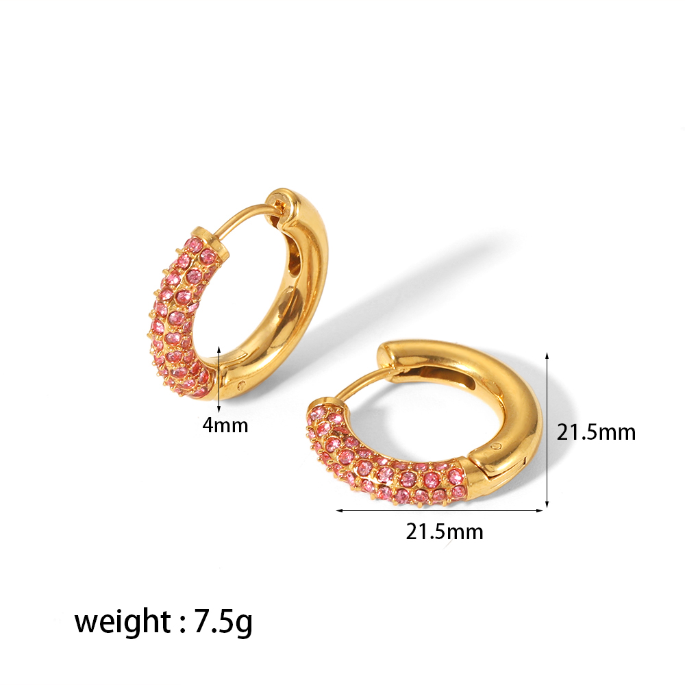 1 Pair Simple Style U Shape Plating Inlay 304 Stainless Steel Zircon Ear Studs display picture 8