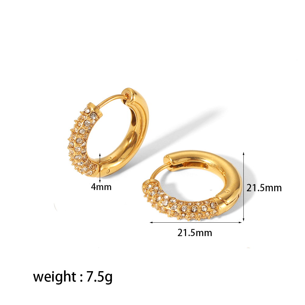 1 Pair Simple Style U Shape Plating Inlay 304 Stainless Steel Zircon Ear Studs display picture 9