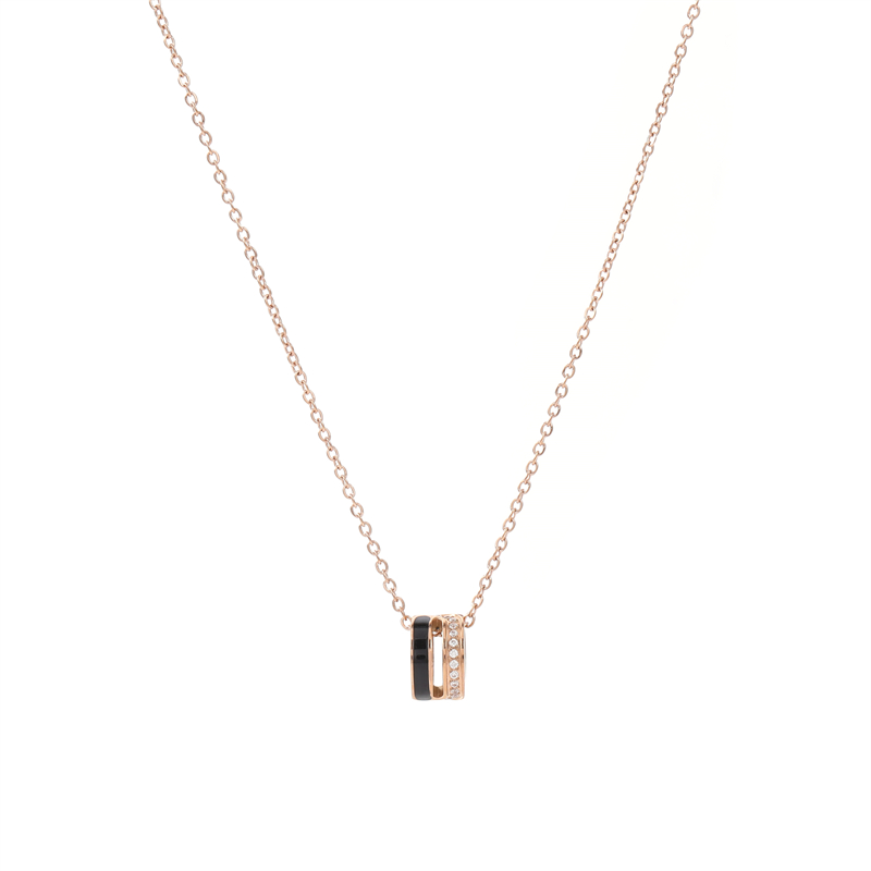 Simple Style Round Stainless Steel Titanium Steel Rose Gold Plated Pendant Necklace In Bulk display picture 1