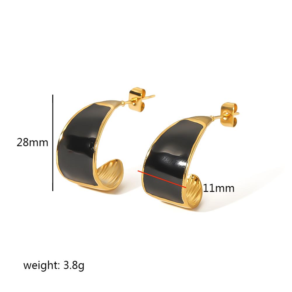 1 Pair Commute C Shape Polishing Plating 304 Stainless Steel Ear Studs display picture 4