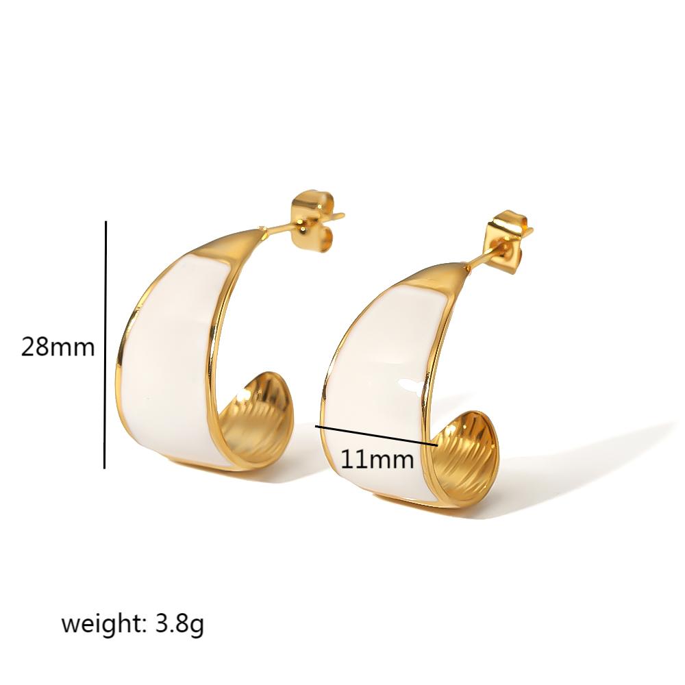 1 Pair Commute C Shape Polishing Plating 304 Stainless Steel Ear Studs display picture 5