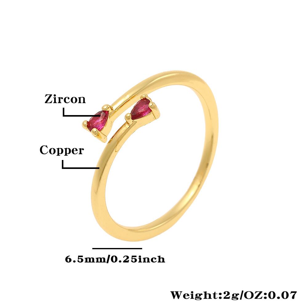 Elegant Solid Color Copper Inlay Zircon Rings display picture 1