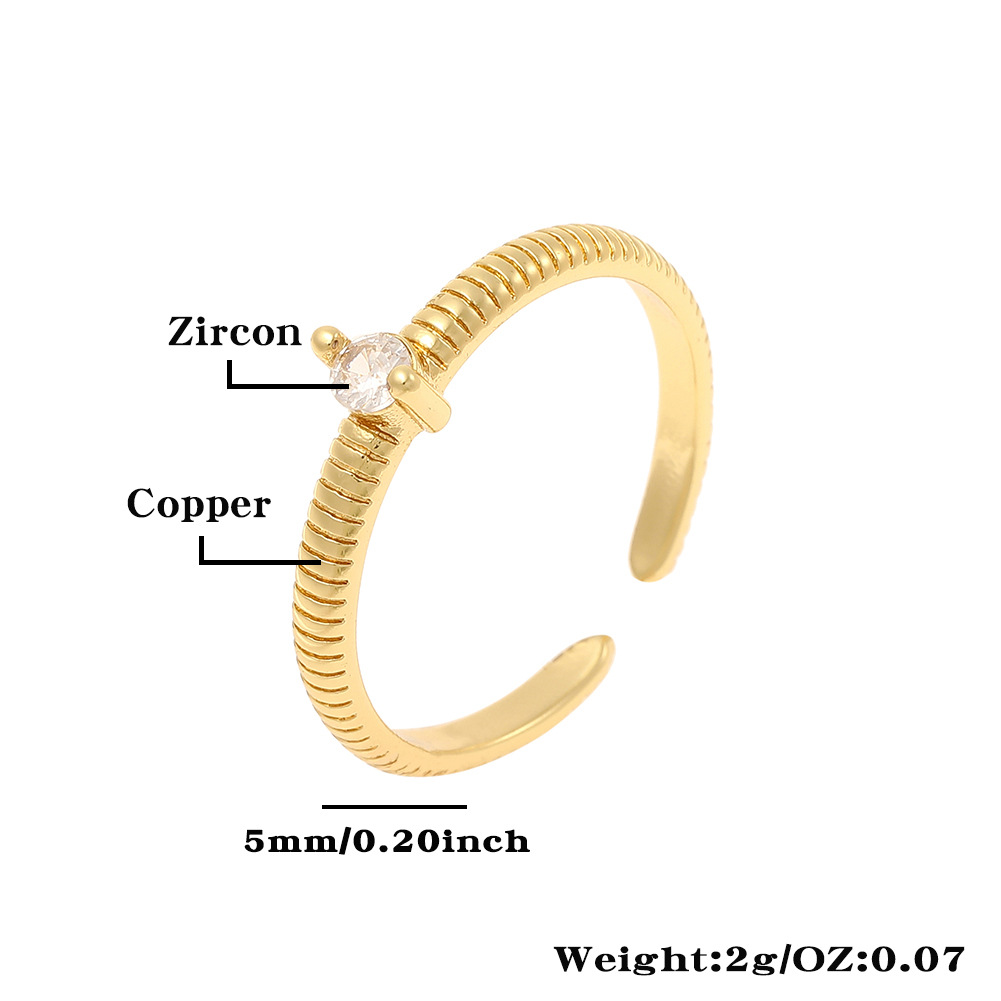 Einfacher Stil Runden Kupfer Inlay Zirkon Ringe display picture 1