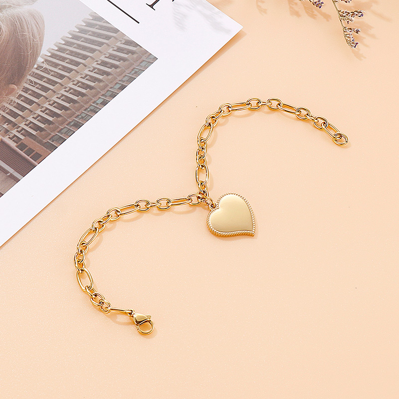 Simple Style Heart Shape Stainless Steel 18K Gold Plated Bracelets In Bulk display picture 7