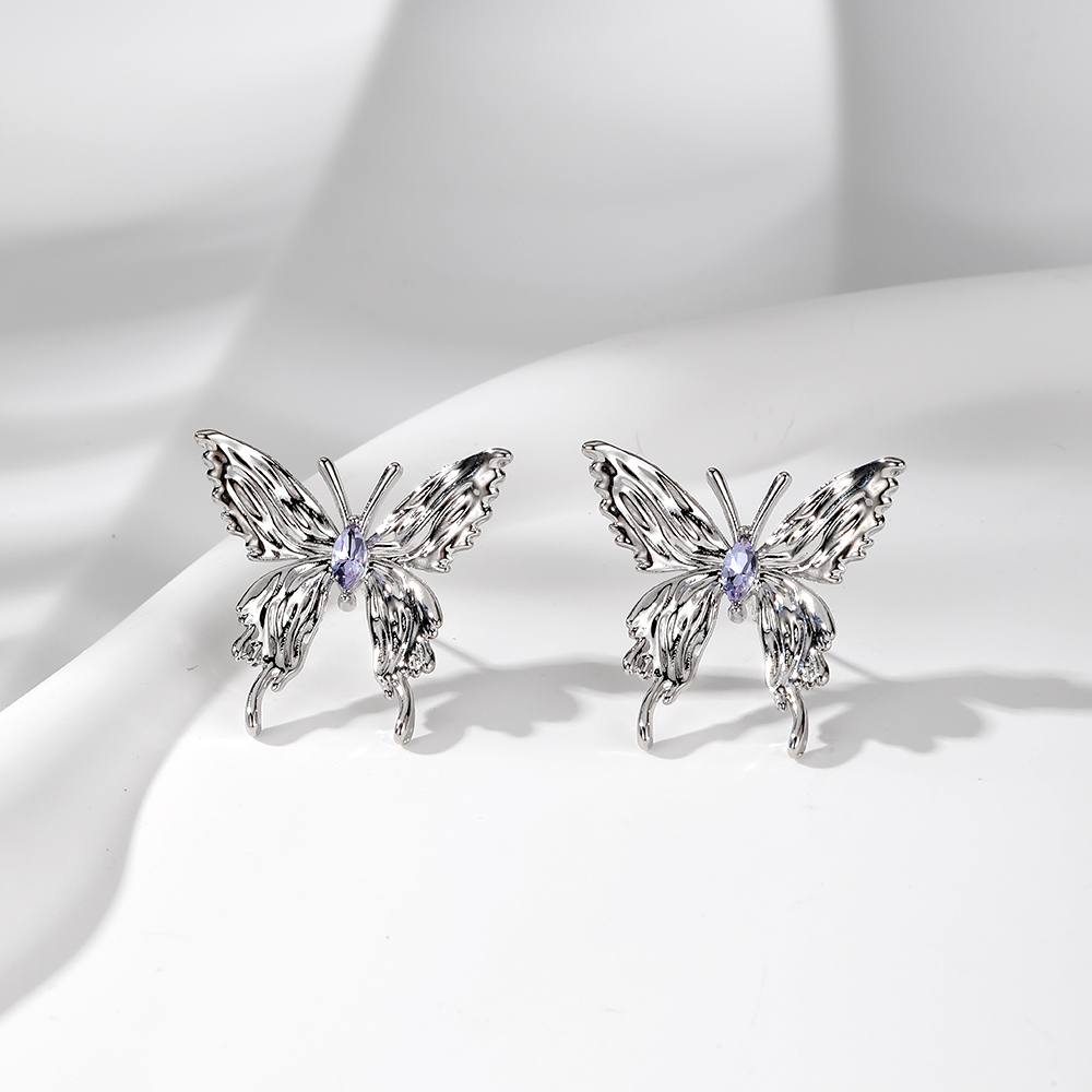 1 Pair Cute Simple Style Butterfly Alloy Ear Studs display picture 2